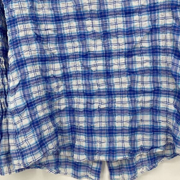 J. McLaughlin Lois Textured Crinkle Cotton Plaid Pastel Cool Crisp Button Down S - Picture 9 of 12